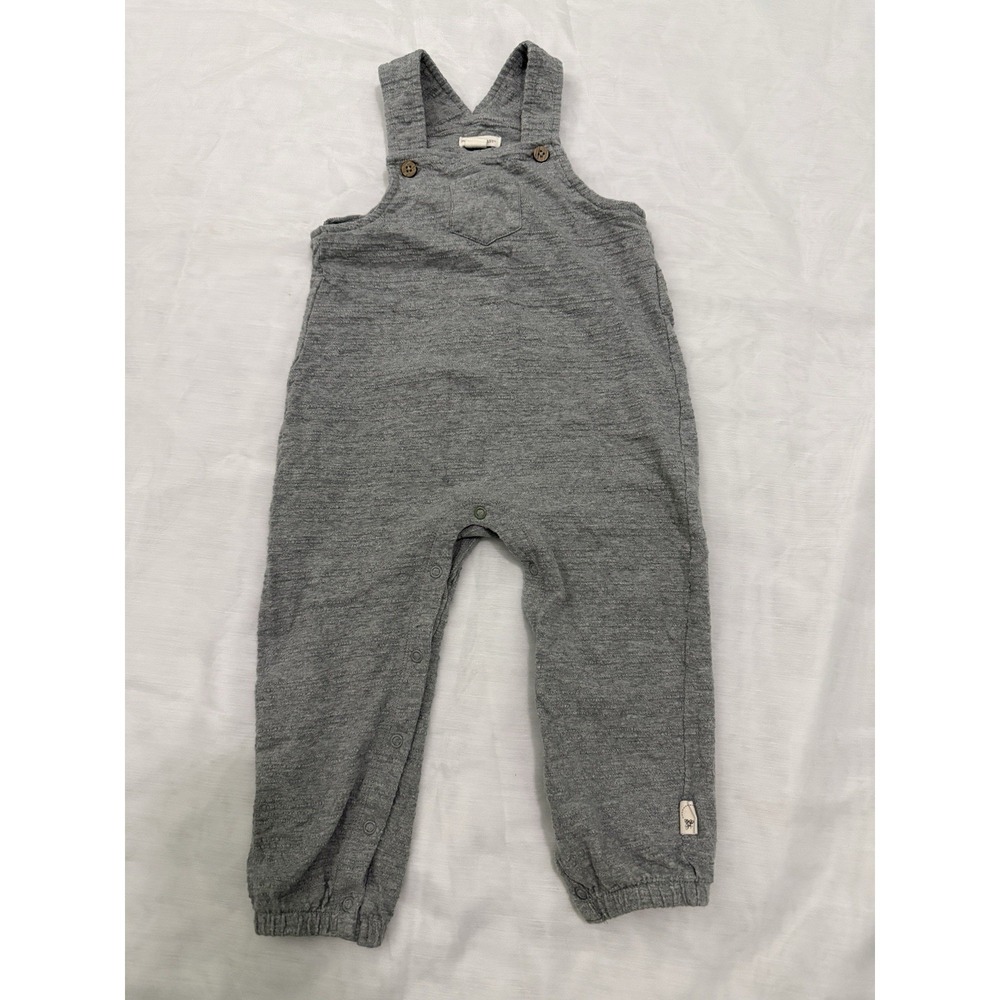 Burt's Bees Baby Romper Overalls Gray 18 Months Organic Cotton